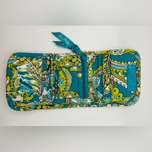 Vera Bradley wallet Quilted Teal Green Floral Cotton Wallet